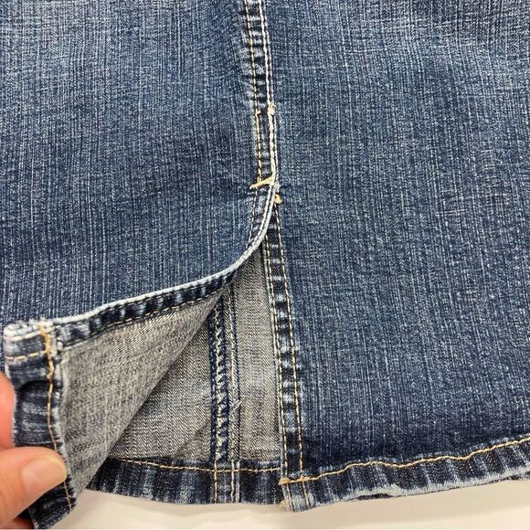 Apt 9 Denim Pencil Skirt SZ 6 5 Pocket Button Zipper Closure Back Slit Indigo - Picture 4 of 8